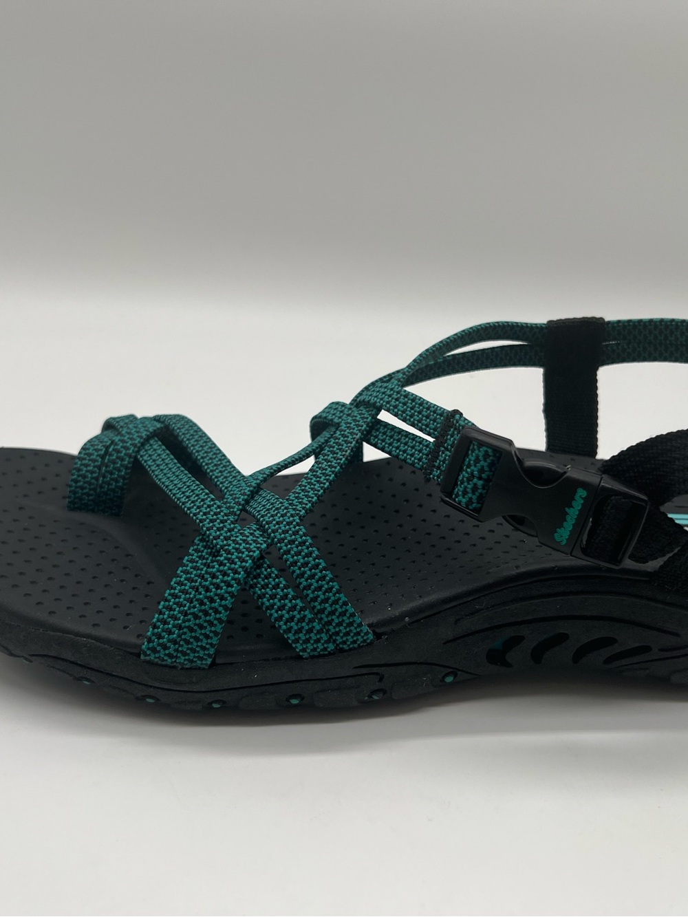 Skechers Black & Teal Strappy Sport Sandals - Picture 2 of 6